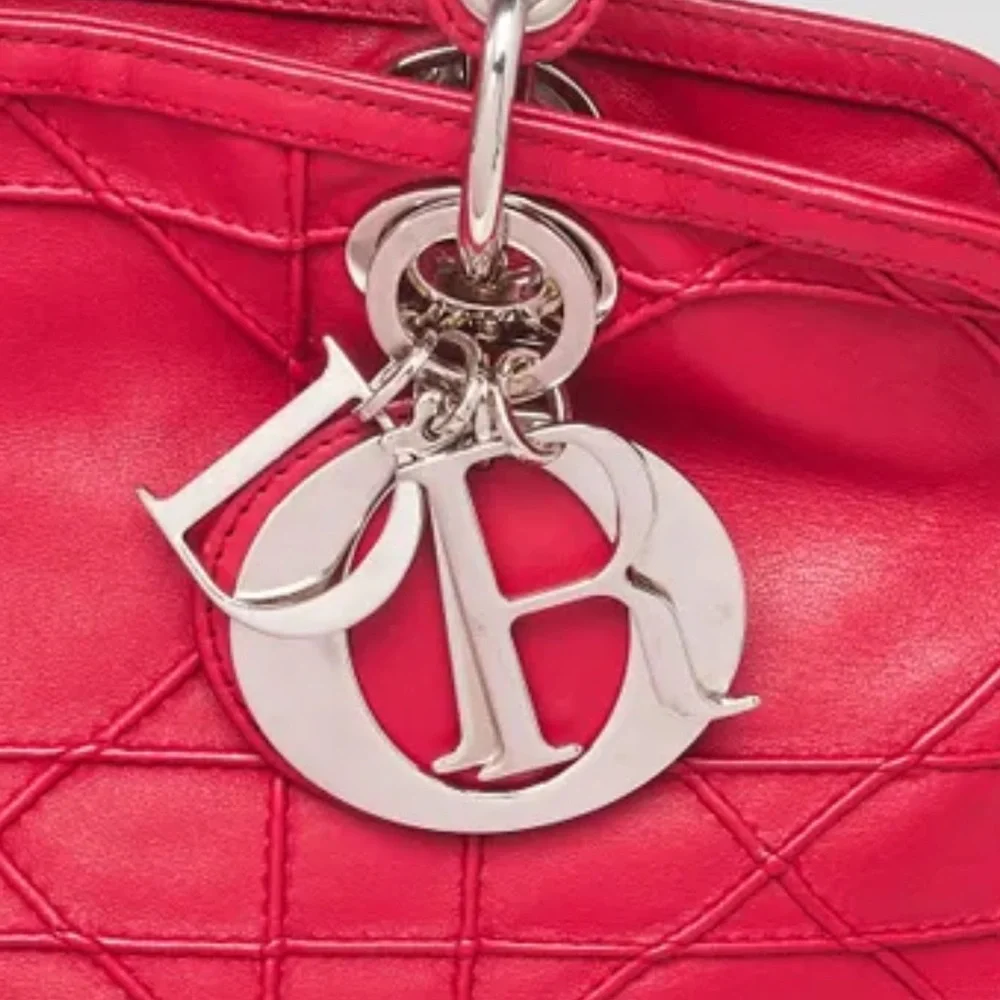 Christian Dior Medium Granville Cannage Bag Red Quilted Lambskin Leather - Picture 12 of 14